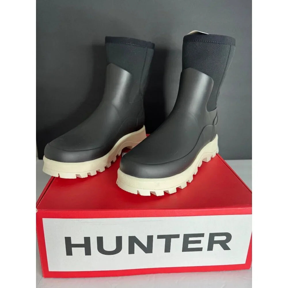Hunter City Explorer Neoprene Short Black Rain Boots Waterproof EU 38 US 7  NIB